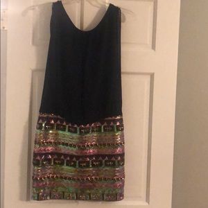 Aidan Mattox designer black dress w/sequins